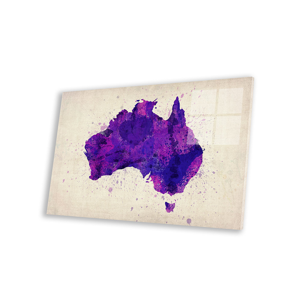 Map of Australia Paint Splashes by Michael Tompsett - Unframed Graphic Art Ivy Bronx Size: 24 H x 32 W x 0.25 D