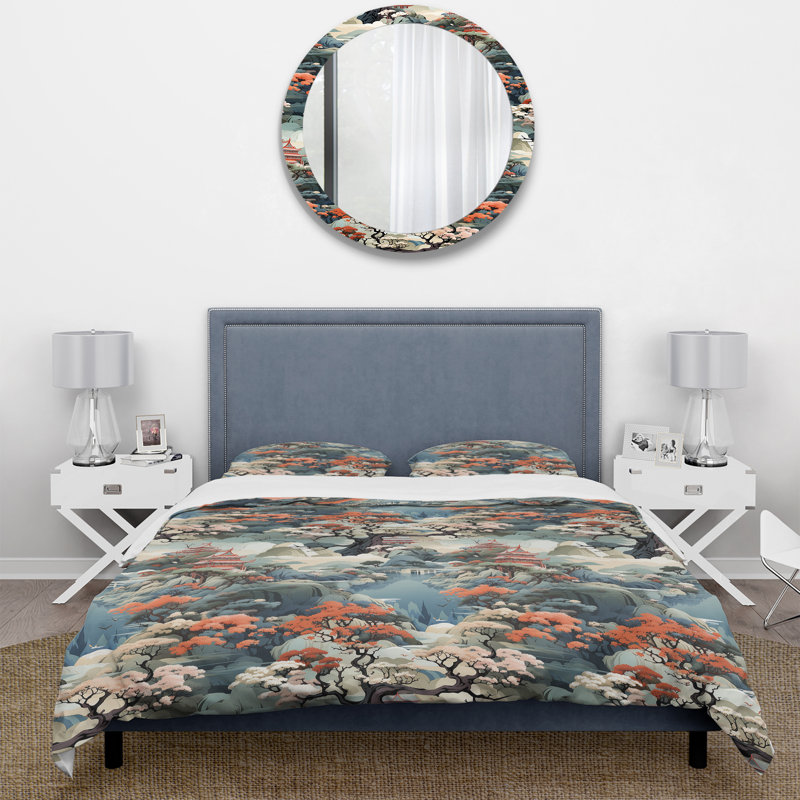 Ensemble de housse de couette Temple Serenity, Housse de couette simple + 1 taie décorative stan
