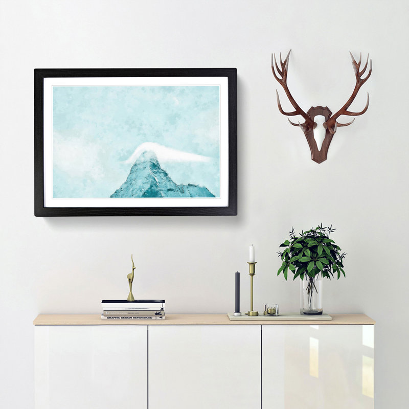Mountain Summit - Picture Frame Graphic Art Print, 33cm H x 45cm W x 2cm D, Black Framed