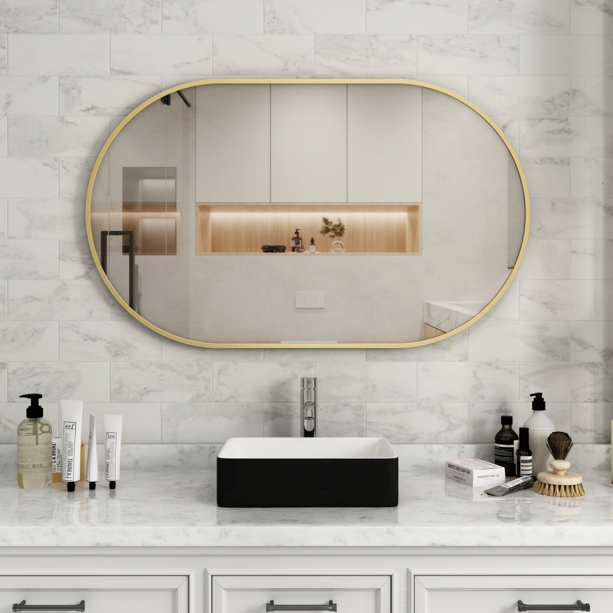 Frame My Mirror Add A Frame - Black 36 x 42 Mirror Frame Kit- Ideal for  Bathroom, Wall Decor, Bedroom and Livingroom - Moisture Resistant 