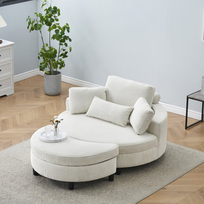 Velours côtelé beige 51 pouces pour espaces de vie compacts, avec deux coussins décoratifs, un coussin de taille, une taie d'oreiller amovible et un plateau supplémentaire pratique de 49,76 po Chambre à coucher, plateau à 2 coussins, panneau à base de bois réglable