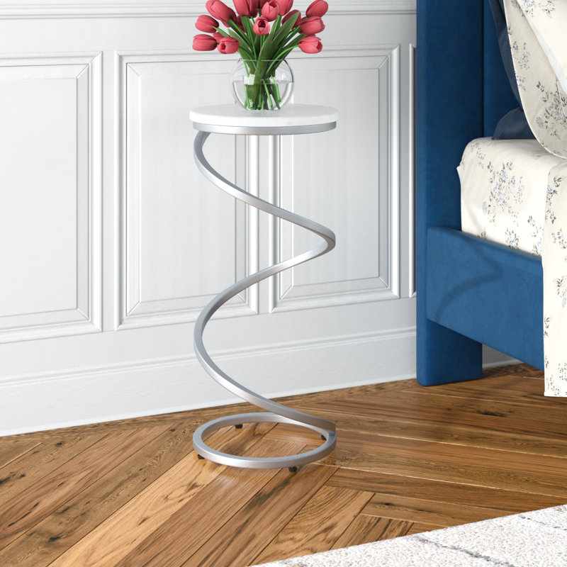 Lorelai Marble Top End Table, Silver