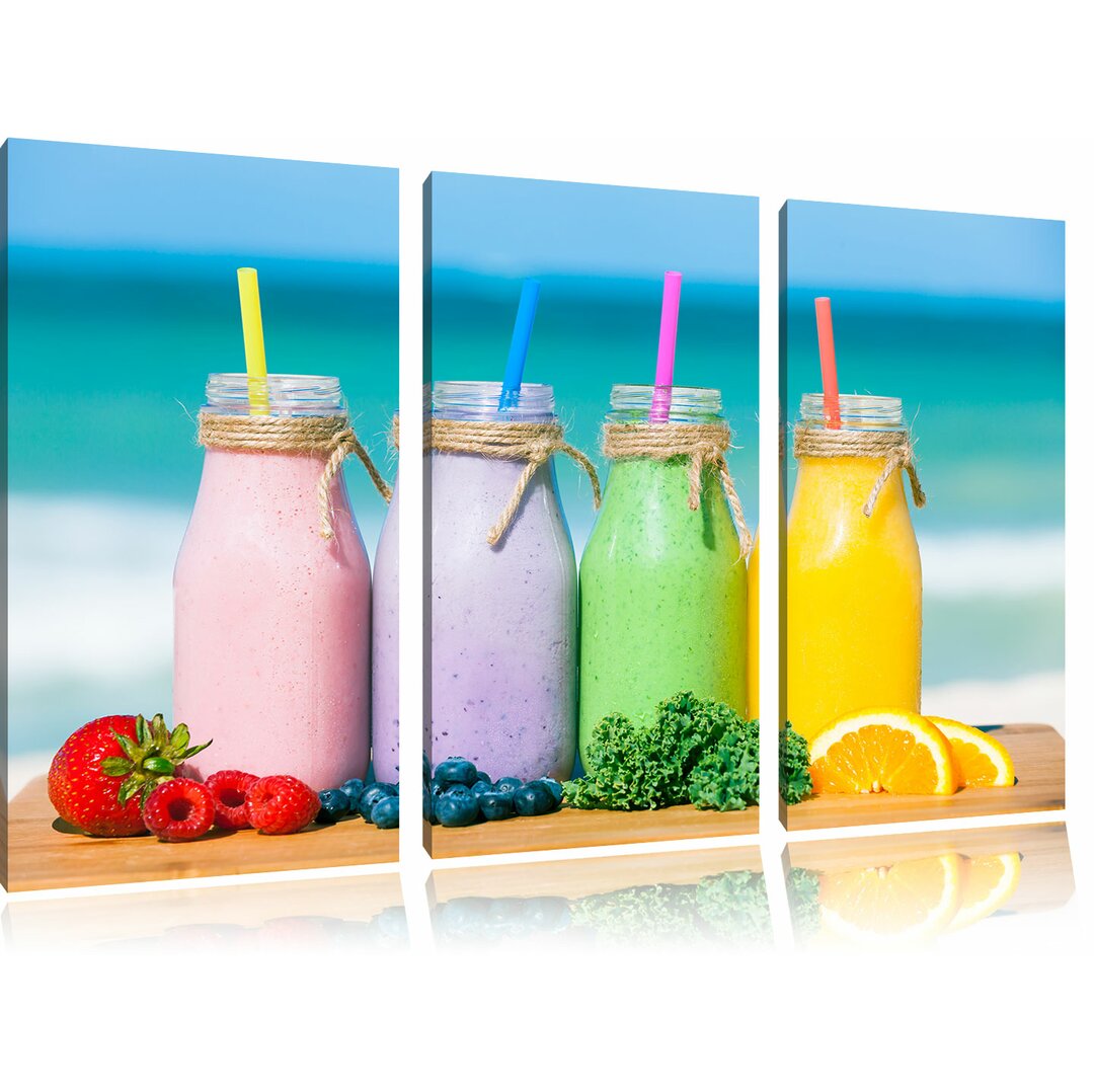 3-tlg. Leinwandbilder-Set Gesunde Smoothies in verschiedenen Farben, Fotodruck