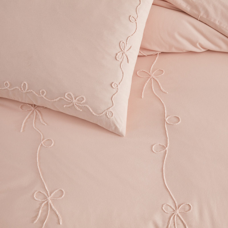 Ensemble de couette Peri Home Sasha Bows, Édredon pour grand lit + 2 taies décoratives