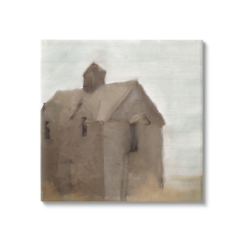 Rustic Painterly Brown Barn Farmland - Peinture, Toile tendue, H 17 po x l 17 po x P 1,5 po