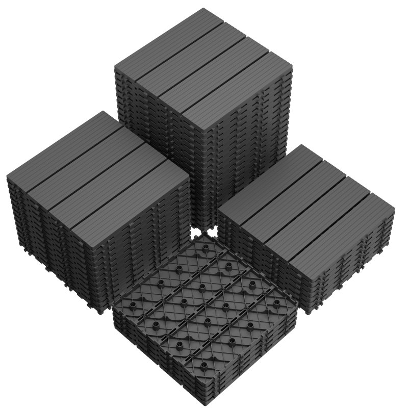 Paquet de 44 tuiles de terrasse emboîtables en plastique, plancher de patio à emboîter 11,8 "x 11,8" pour balcon, au bord de la piscine