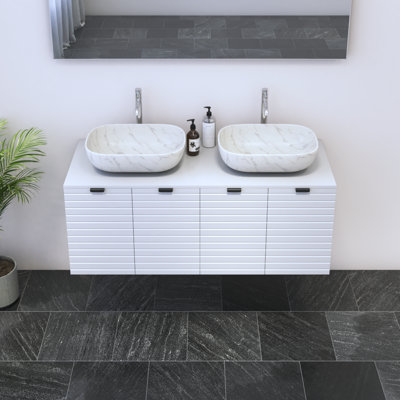 Meuble-lavabo double 47,2 po avec comptoir Karaya