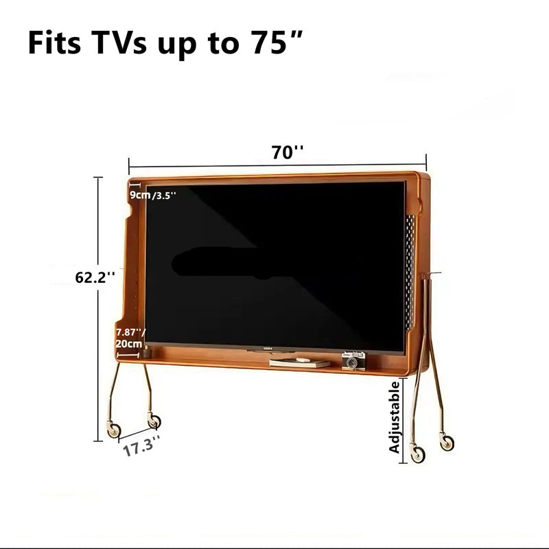 Meuble télé Mid-Century moderne, H 62 po x L 70 po x l 15 po