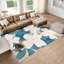 Tapis floral lavé à la main pêche, sarcelle floral 5 pi x 8 pi, tissé à la machine, 100% polyester, velours de 2 mm, antidérapant.-1345512698