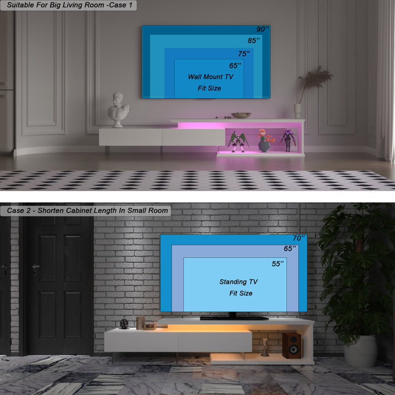 Meuble télé à DEL extensible avec télécommande