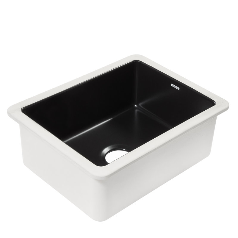 Évier de cuisine Eden de 23 po en céramique réfractaire noire mate à encastrer, à cuve, Noir mat, 23"