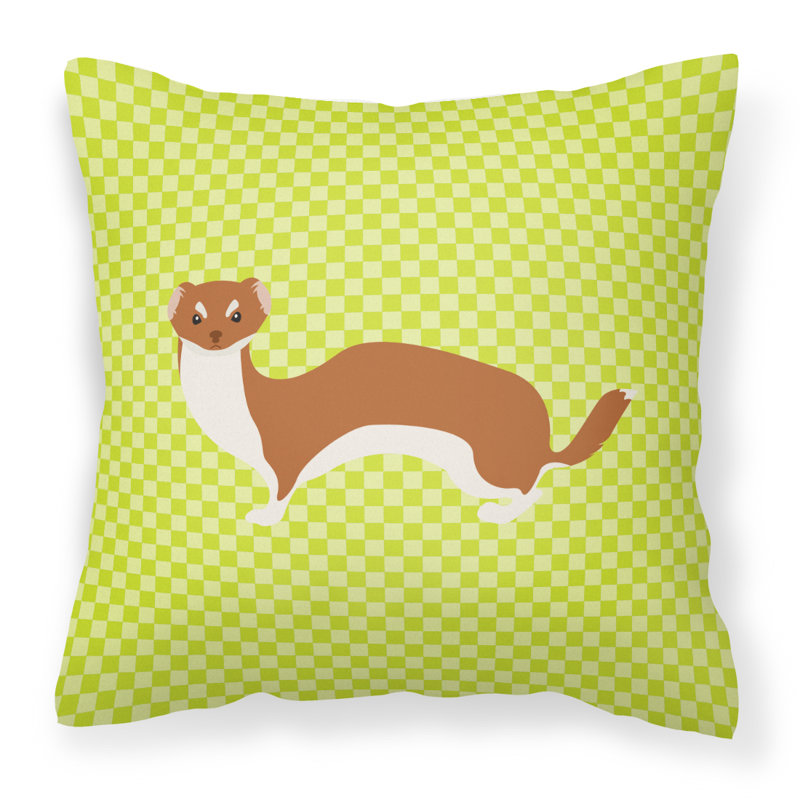 Coussin décoratif extérieur weasel check, Vert, 18 po x 18 po
