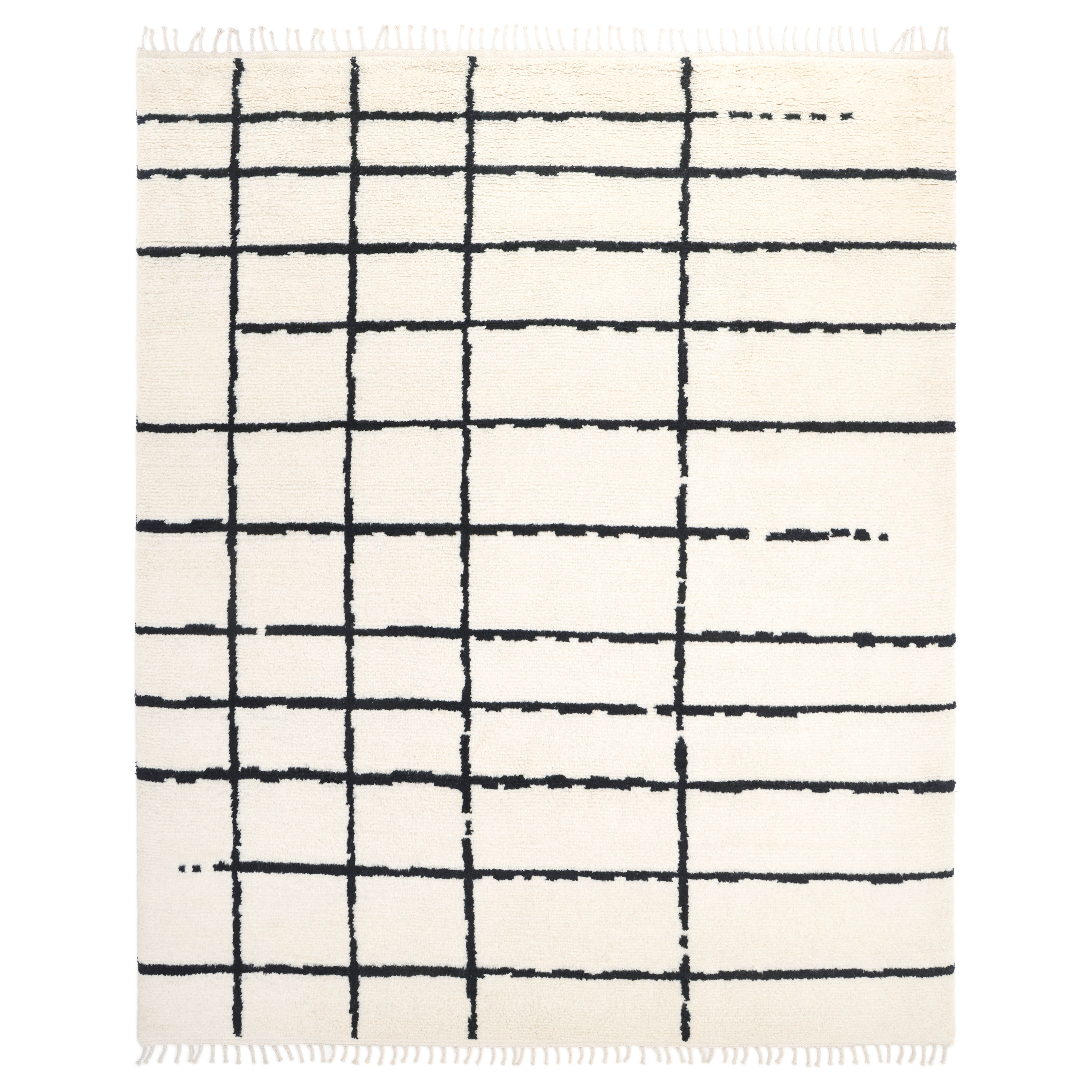AllModern Hoxton Rectangle Geometric Hand-Knotted Cotton/Wool Area Rug in Ivory/Black | Wayfair
