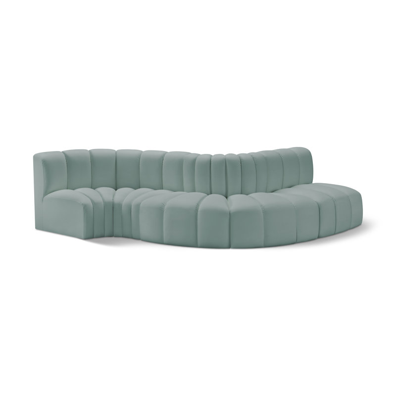 Hugibert Upholstered 122'' Sofa, Mint Vegan Leather