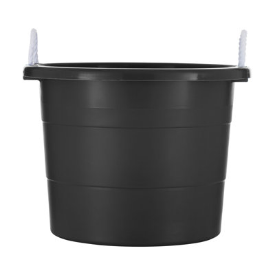  Ensemble de 2 bacs à poignée en corde de 19 gallons, seau de rangement en plastique, noir