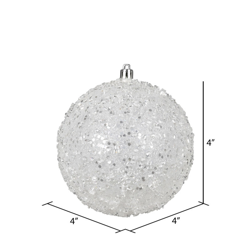 Ornement boule scintillante, Blanc, H 12 po x l 12 po x P 12 po, 1