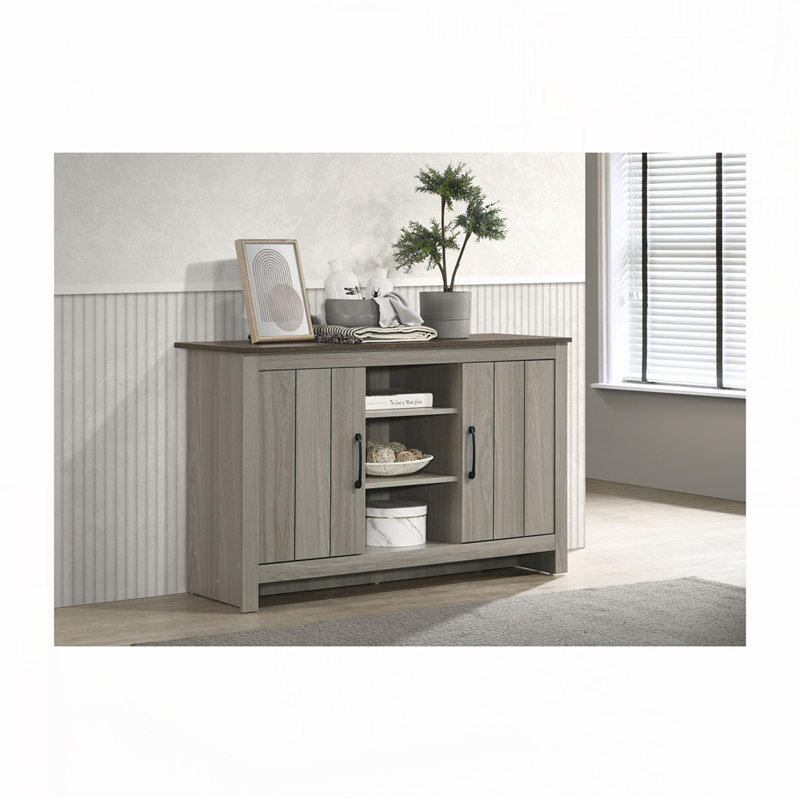 Console avec tablettes et portes d'armoire