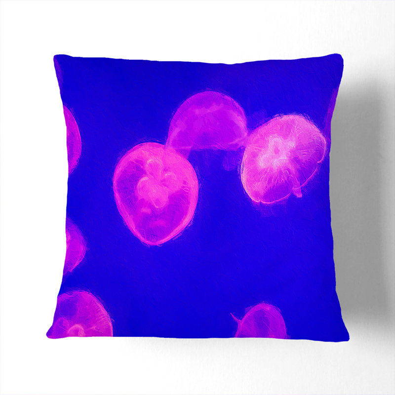 Pink Jellyfish Cushion with Filling, 40cm H x 40cm W x 15cm D, Black