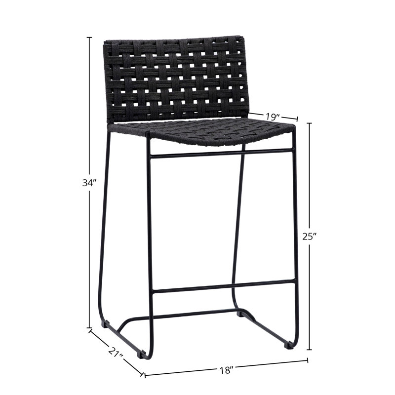 Forbes Indoor-Outdoor Flat Rope and Iron Counter Stool