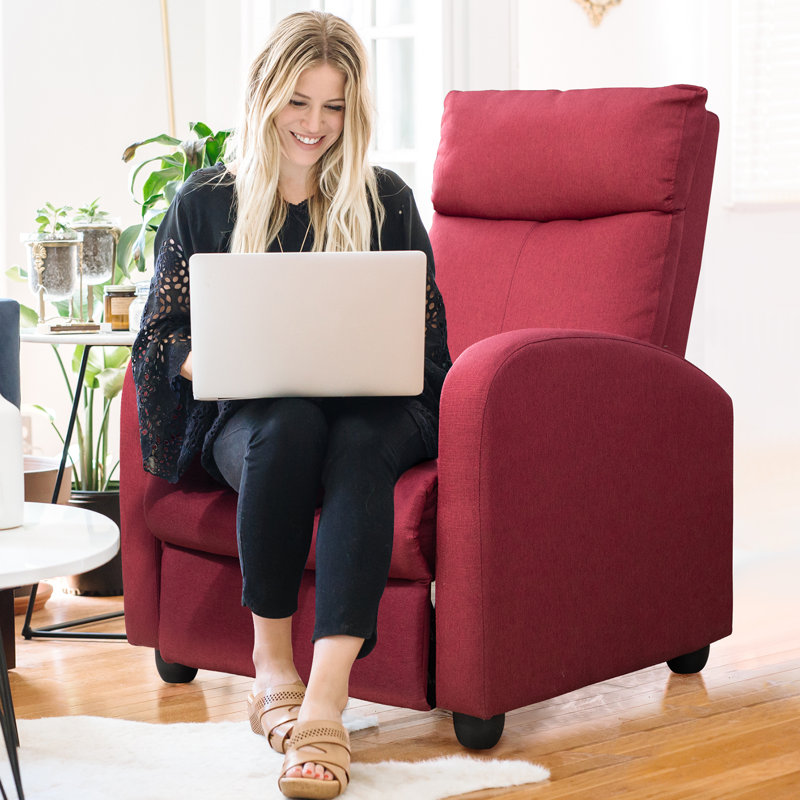 Anikha Upholstered Recliner, Red Cotton Blend