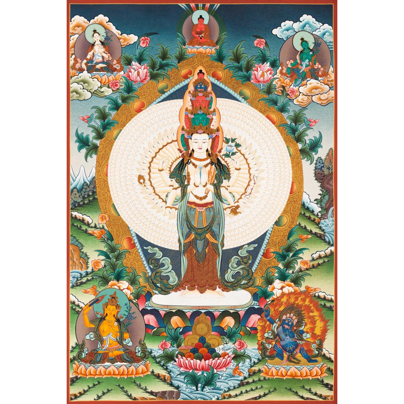 Lokeshvara Thangka (Thangka sans brocart) | Or 24 carats sur toile