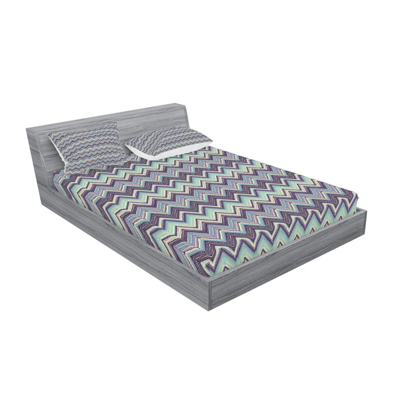 Microfiber Chevron Sheet Set, Full Sheet Set with Fitted Sheet