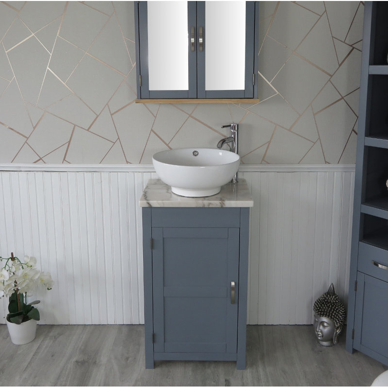 Slimline Compact 515mm Free-standing Cloakroom Vanity Unit, Grey