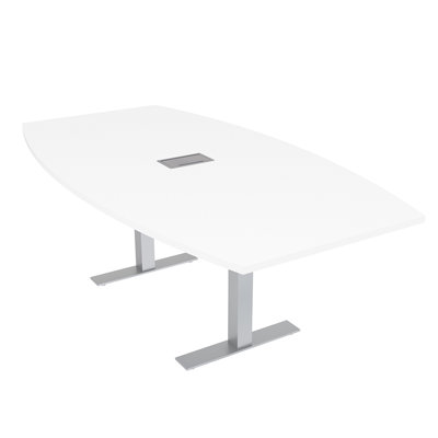 Table de conférence en forme de bateau avec base en T en métal | Unité électrique