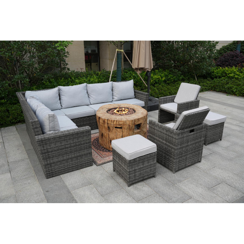 10 - Person Patio Conversation Set with Cushions