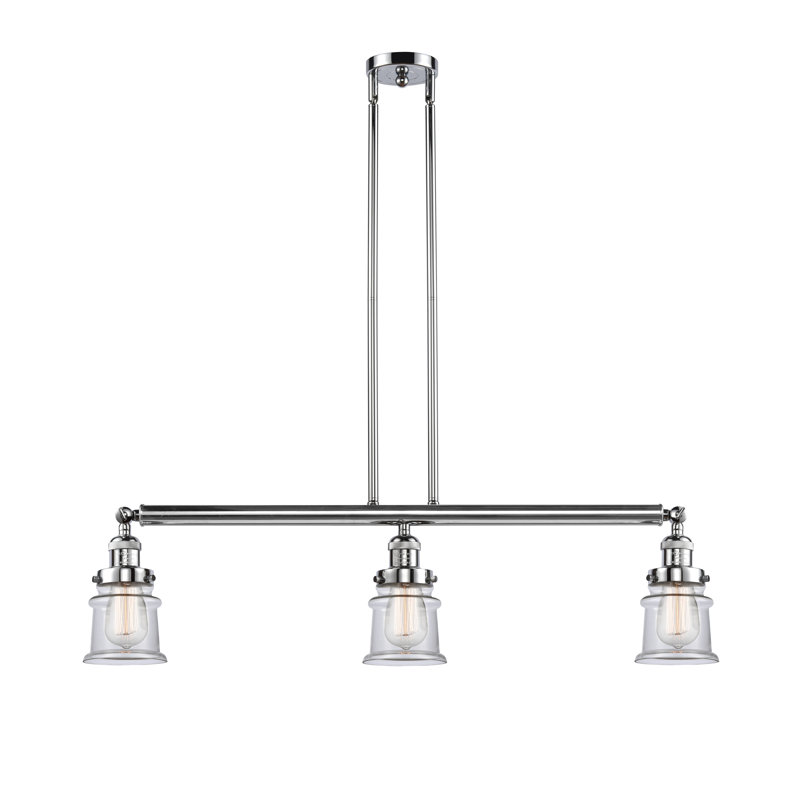 Luminaire suspendu linéaire à 3 lumières pour îlot de cuisine Madelyn, Transparent, Ampoule non incluse, Or satiné