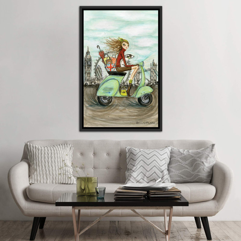 Art de londres, H 60 po x l 40po x P 1,5 po, Toile avec cadre noir patiné