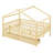 Full Size Wooden House Bed With Two Drawers, Natural-1547952138