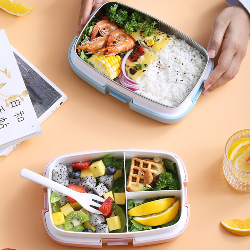 Boîte à lunch style japonais avec boucles à l'épreuve des fuites, Rose