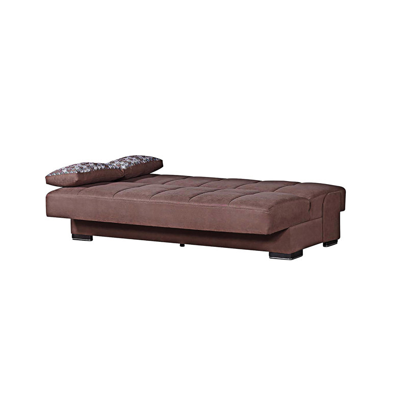 Canapé-lit rembourré convertible avec rangement, Brun