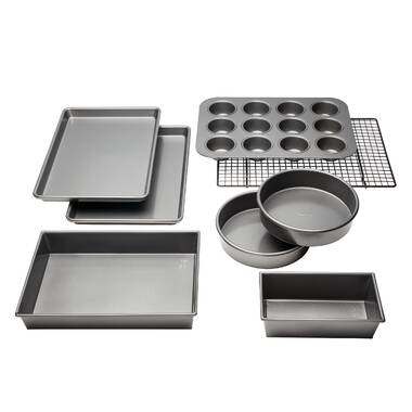 BakerEze 12-Piece Nonstick Steel Bakeware Set, Cookie Pan Set, Gray