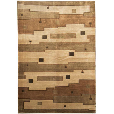 Himalayan Wool Geometric Area Rug in Camel