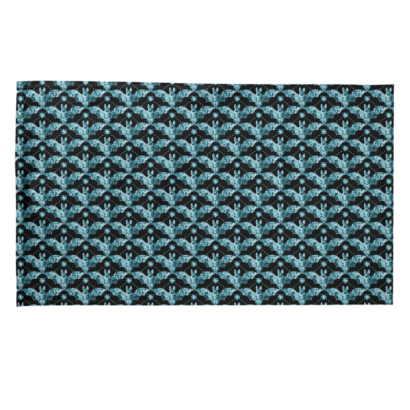 Serviette de thé floral, Sergé de coton, Vert foncé