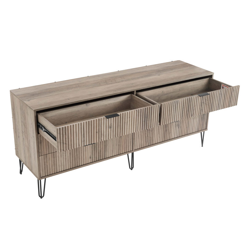 Ensemble de chambre à coucher moderne 3 pièces avec commode double, commode et table de chevet Dumbo, Gris