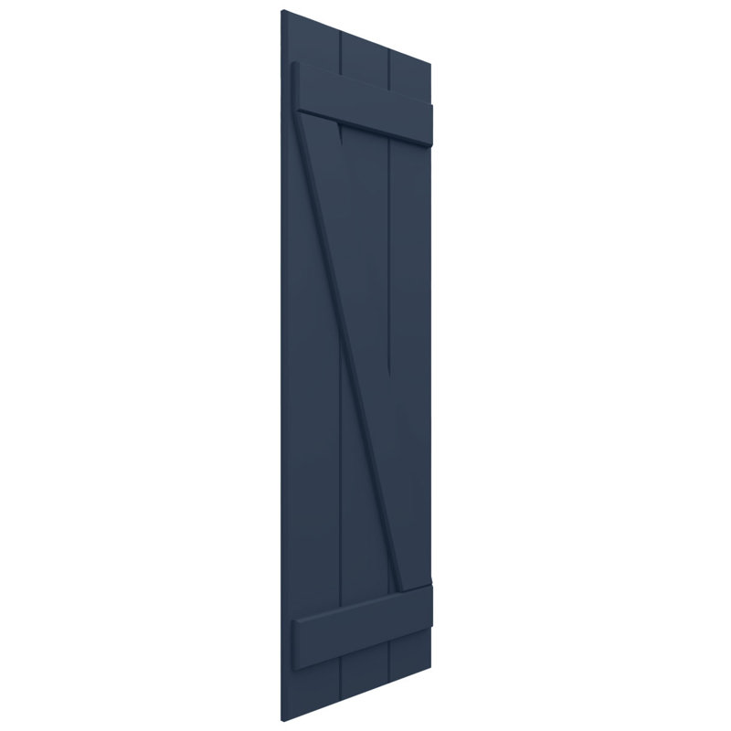 Volets en composite à deux planches avec barre en Z et barre en Z EnduraCore l 10 3/4 po x H 39 po, bleu nuit sans étoile (par paire - quincaillerie non incluse)