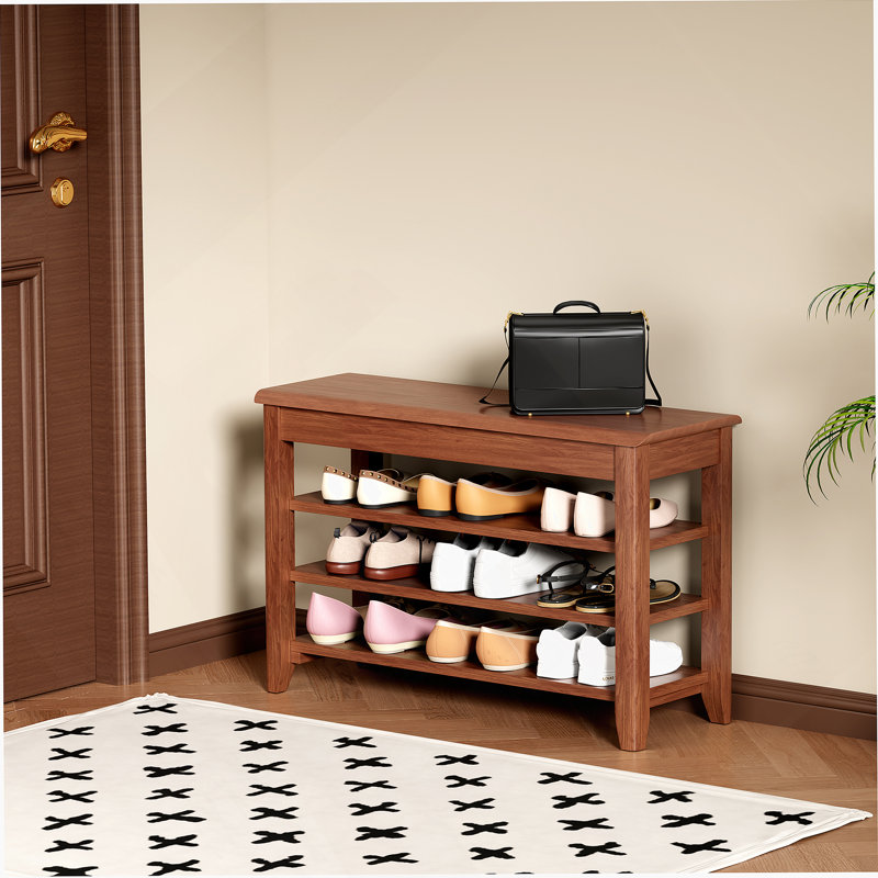 Solid Wood Shoe Rack, Shoe Bench, Entryway Bench