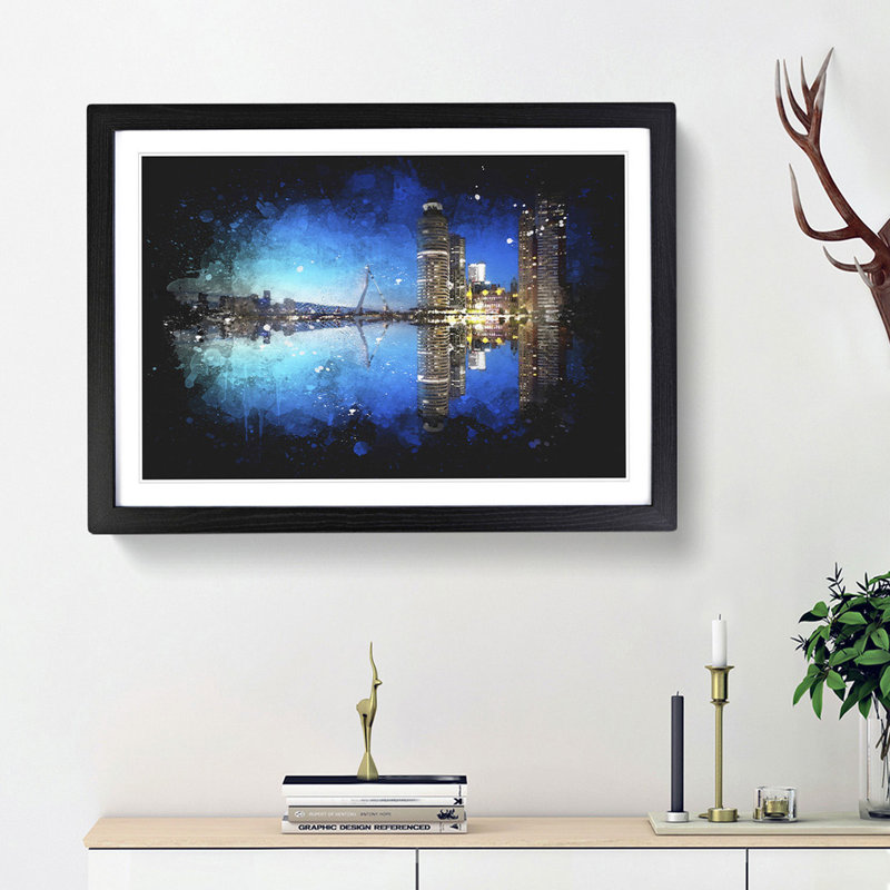 Reflection Of The Rotterdam Skyline - Picture Frame Graphic Art, Black Framed, 45cm H x 63cm W x 2cm D
