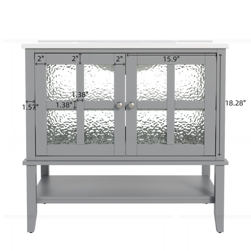 36" bathroom vanity with ceramic sink, Gris