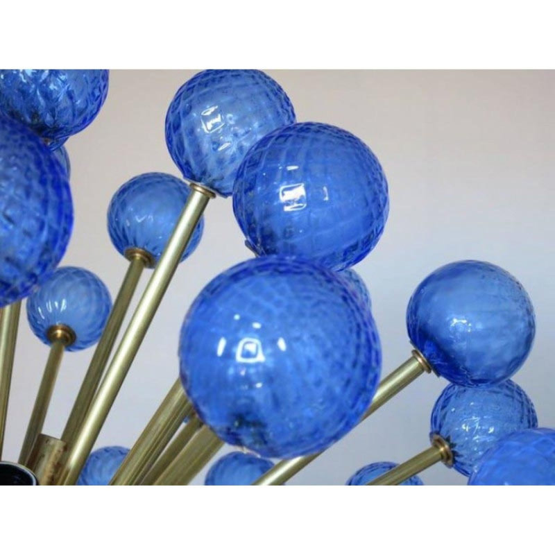 Lustre géométrique en laiton à 21 lumières Murano, Blanc, H 52 po x l 59 po x P 59 po, Bronze