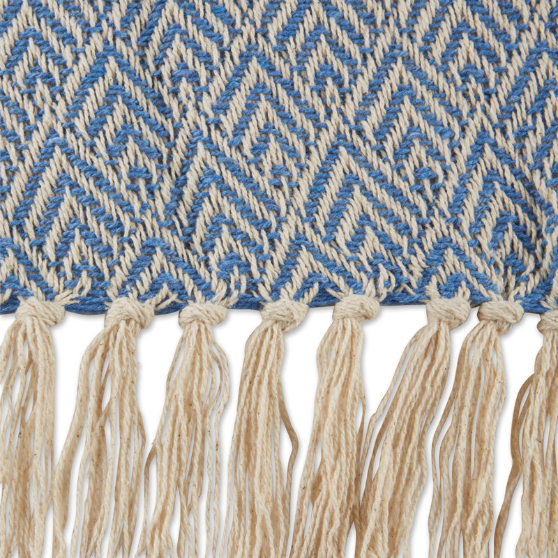Jeté en coton , Chevron bleu