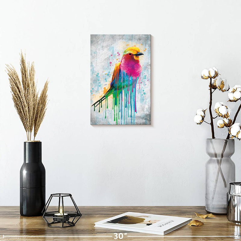 Brampt Lilac-Breasted Roller Paint Drip, 12" H x 8" W