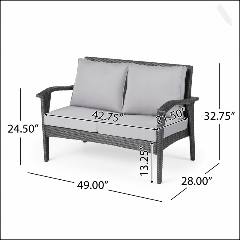 HONOLULU Wicker Loveseat With Weather-Resistant Cushions And Sturdy Iron Frame For Outdoor Comfort And Style