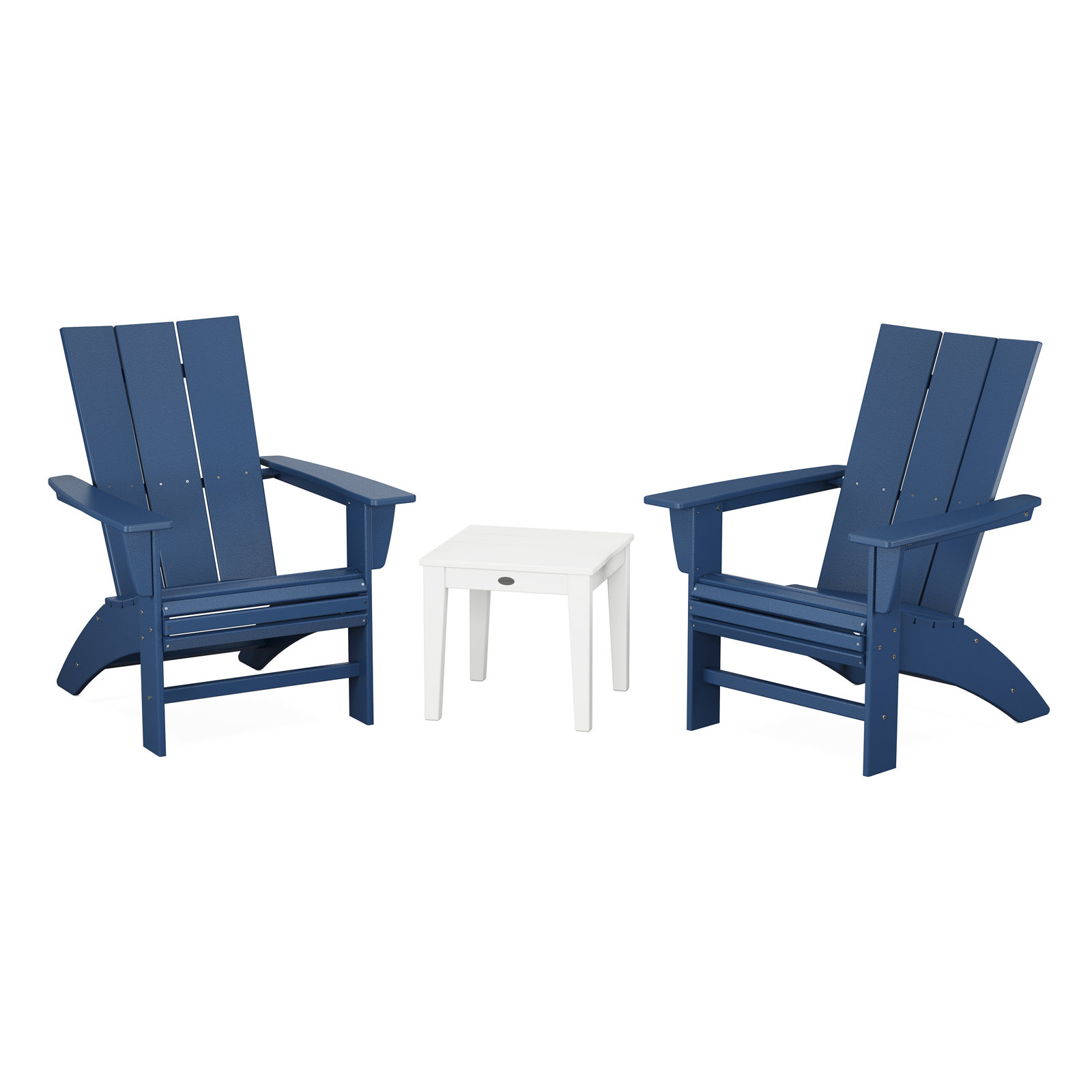 POLYWOOD® Modern Adirondack 2-Person Patio Seating Group, Navy/White
