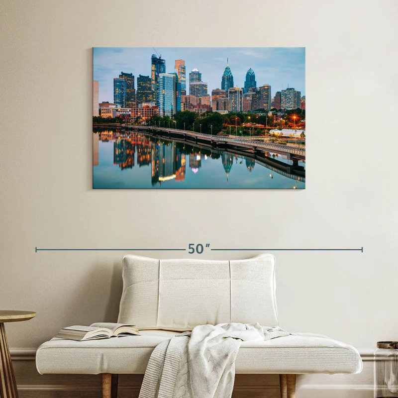Silhouette de Sireci, Philadelphie et rivière Schuylkill, H 26 po x l 39 po
