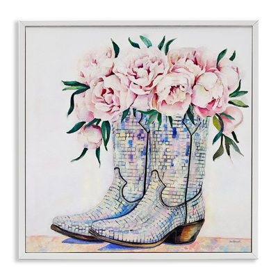 Rose Filled Cowgirl Boots Framed Giclee, design by Amanda Greenwood