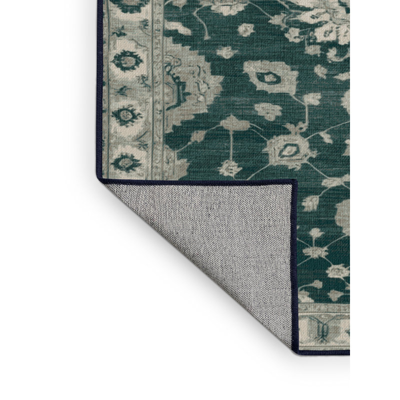 Tapis bleu lavé à la machine, Rond 3 pi